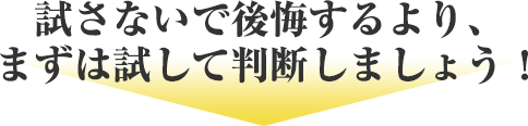 試さないで後悔するより、まずは試して判断しましょう！